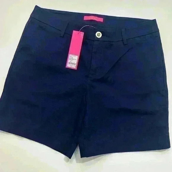 NWT Lilly Pulitzer Sz 8 Shara Mid Rise Stretch Short in True Navy Item# 9A - Picture 2 of 6